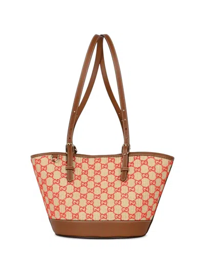 Gucci Small Velvet Gg-motif Tote Bag In Red
