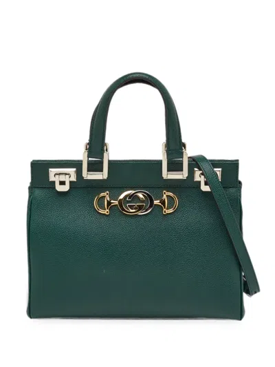 Pre-owned Gucci Small Zumi Leather Two-way Handbag In Green