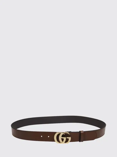 Gucci Smooth Calfskin Leather Belt With Gg Monogram Buckle In Brown