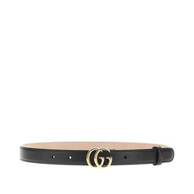 Gucci Smooth Leather Belt With Double G Buckle In Black