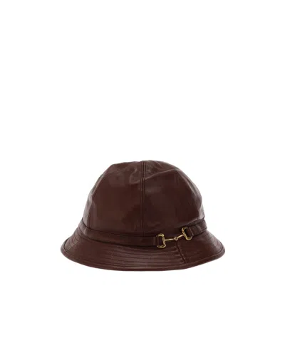 Gucci Smooth Leather Bucket Hat In Burgundy
