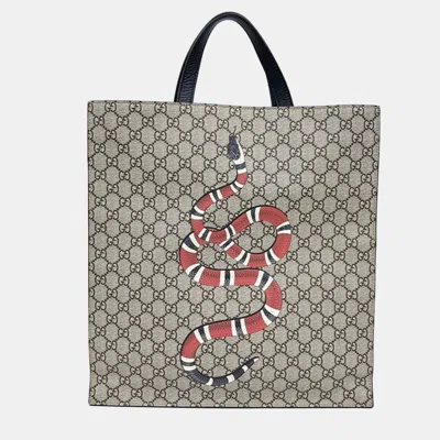 Pre-owned Gucci Snake Gg Supreme Tote And Shoulder Bag In Multicolor