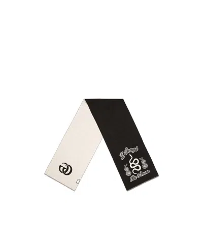 Gucci Snake Jacquard Wool Scarf In Black