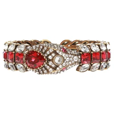 Pre-owned Gucci Snake Motif Crystal-embellished Bracelet In Multi