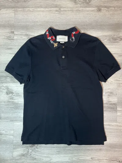 Pre-owned Gucci Snake Polo In Black