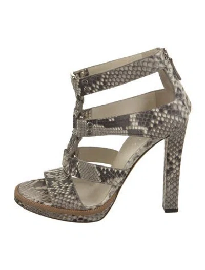 Pre-owned Gucci Snakeskin Animal Print Gladiator Sandals In Neutral