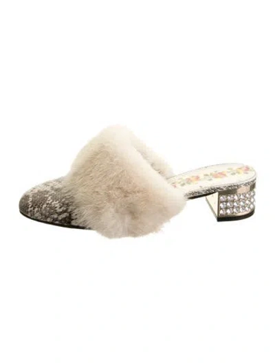 Pre-owned Gucci Snakeskin Animal Print Mules In Neutral