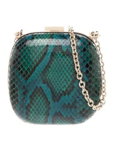 Pre-owned Gucci Snakeskin Mini Clutch In Blue/green
