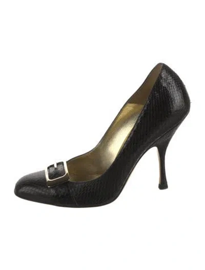 Pre-owned Gucci Snakeskin Pumps In Black