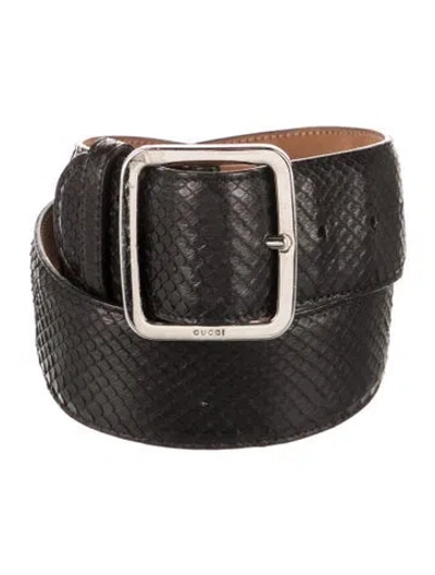 Pre-owned Gucci Snakeskin Waist Belt In Black