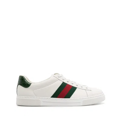 Gucci Sneaker Ace Uomo Con Dettaglio Web In White