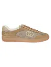 Gucci G74 Logo-patch Suede Sneakers In Brown