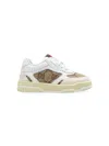 Gucci White Low Top Sneakers With Web Detail In Gg Supreme Canvas And Leather Boy In Ivoi B Ebo Gr Wh Vr