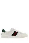 Gucci Women White Leather Ace Sneakers With Web Detail In Multi