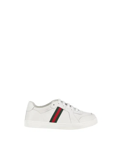 Gucci Boys Calfskin Sneakers In Bianco