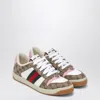 Gucci Screener Trainer In Gg Fabric And Pink Leather In White