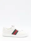 Gucci Leather Sneakers With Lateral Web Band In White