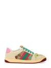 Gucci Women Multicolor Leather And Fabric Screener Sneakers In Multi