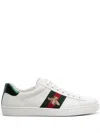 Gucci Mens Bianco Verd Ace Bee-embroidered Leather Low-top Trainers