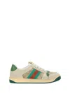 Gucci Screener Embellished Canvas-trimmed Distressed Leather Sneakers