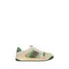 Gucci Screener Embellished Canvas-trimmed Distressed Leather Sneakers