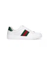 Gucci Women White Leather Ace Sneakers With Web Detail In White