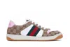Gucci Women Gg Fabric Sneakers With Iconic Web Stripe On The Side In Gray