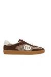 Gucci Men G75 Low-top Supreme Gg Fabric And Suede Sneakers In Brown