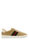 Gucci Men's Suede Ace Sneakers In Brown