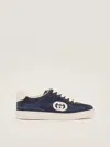 Gucci Interlocking G Suede-trimmed Sneakers In Blu