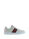 Gucci Gg Embossed Leather Low-top Sneakers In Great W/g.w/wh/vrv/w