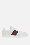 Gucci Screener White Low Top Sneakers With Web Detail In Leather Man In White
