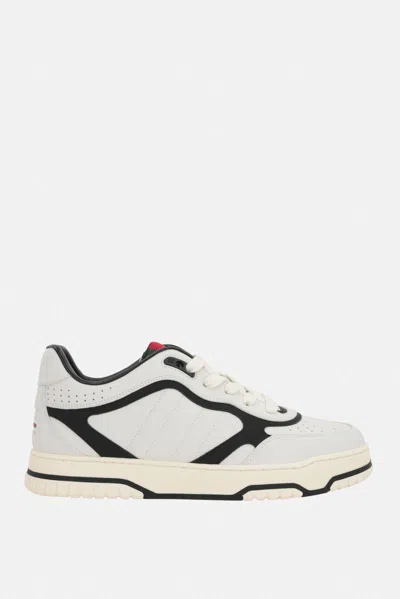 Gucci Reweb Black And White Low Top Sneakers With Web Detail On The Tongue And Logo Patch On The Rear In L In Multi