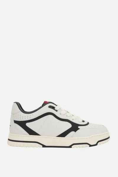 Gucci Reweb Black And White Low Top Sneakers With Web Detail On The Tongue And Logo Patch On The Rear In L In Multi