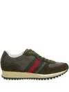 Gucci Round Toe Suede Panels Rubber Sole Sneakers In Black