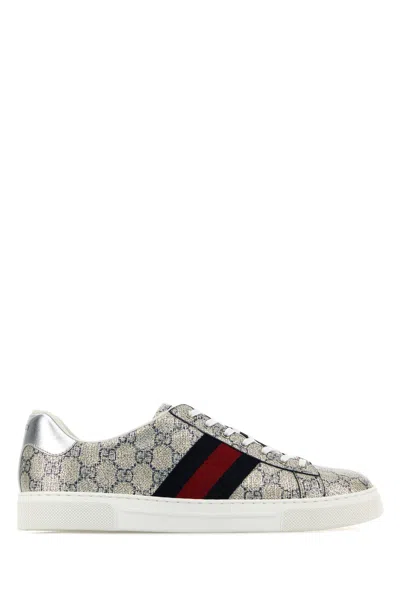 Gucci Ace Lurex Low-top Sneakers In Beige
