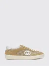 Gucci Beige G75 Sneaker In Suede And Gg Fabric Women In Nude