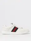 Gucci Screener White Low Top Sneakers With Web Detail In Leather Man In White