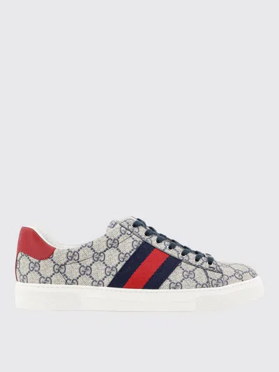 Gucci Men Ace Gg Supreme Fabric Sneakers In Gray