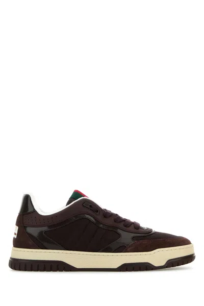 Gucci Sneakers  Re-web Prugna In Pelle E Tessuto Gg Donna