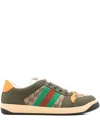 Gucci Men Screener Low-top Leather And Gg Supreme Fabric Sneakers In Multi