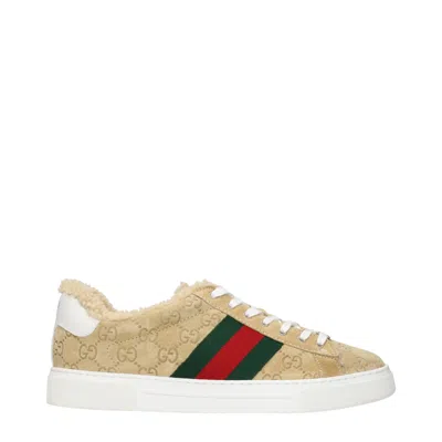 Gucci Sneakers Men Camoscio Beige/butternut  Sneakers Men  Sneakers Men Camoscio Beige/but In Gold