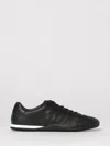 Gucci Men Black Low Top Sneakers With Web Tongue In Leather Man In Black