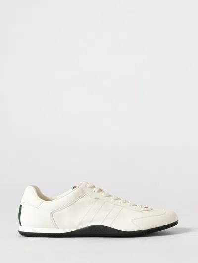 Gucci White Calf Leather Bos Taurus Low Top Sneakers In Neutral