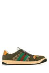 Gucci Men Screener Low-top Leather And Gg Supreme Fabric Sneakers In Multi