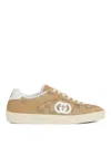 Gucci Beige G75 Sneaker In Suede And Gg Fabric Women In Multi