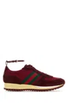 Gucci Vibrant Red Leather Sneakers In Multi