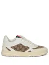Gucci Re-web Leather And Original Gg Fabric Sneakers In White
