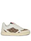 Gucci Re-web Leather And Original Gg Fabric Sneakers In White