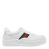 Gucci Men White Sneakers With Web Detail And Oversized Sole In Leather Man In White
